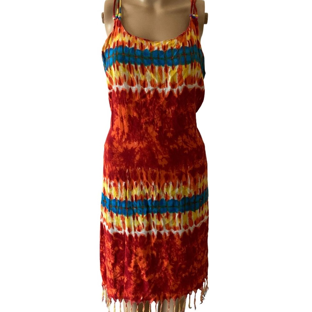 Vintage Tie Dye By Fun Wear Fringe Size L Dress